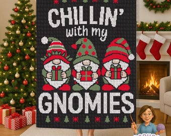 Christmas Blanket Crochet Graphgan pattern Funny Holiday Gnome Afghan Tapestry Crochet Pattern PDF Gift for Christmas Decor