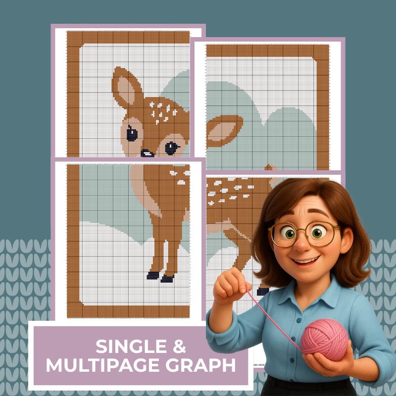 Baby Deer Crochet Blanket Pattern PDF – Easy Graphgan With Written Row ...