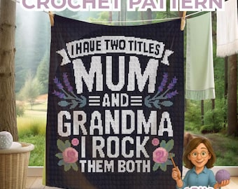 Grandma Crochet Blanket – Easy Graphgan Pattern for Mother's Day Gift, or decor for your Mum's Home. Tapestry Afghan throw PDF Sc Hdc Tss