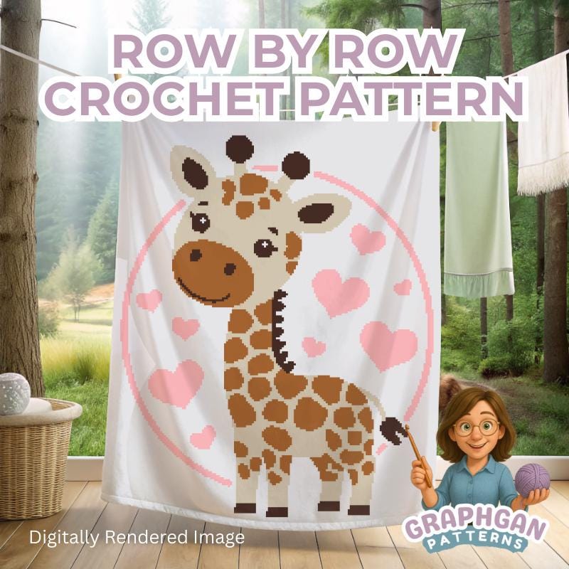 Baby Giraffe Crochet Graphgan Pattern, Animal Blanket for Baby, SC HDC ...