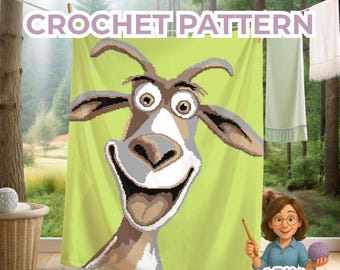 Goat Blanket Crochet Pattern Graphgan – Farm Animal Afghan Throw, Goofy Goat Home Décor, Crochet PDF with Chart & Instructions