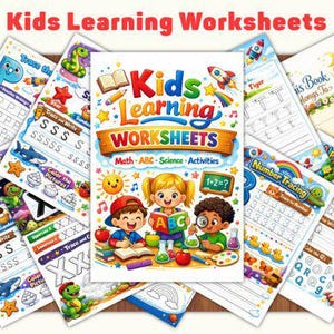 Kids Learning Worksheets - Fun and Educational Printable Workbook - 42 Pages - 6x9 Inches - PDF and JPG