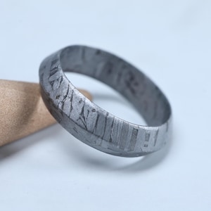Anillo de meteorito, talla natural de Muonionalusta, banda unisex, anillo de boda, tamaño personalizable MA0005