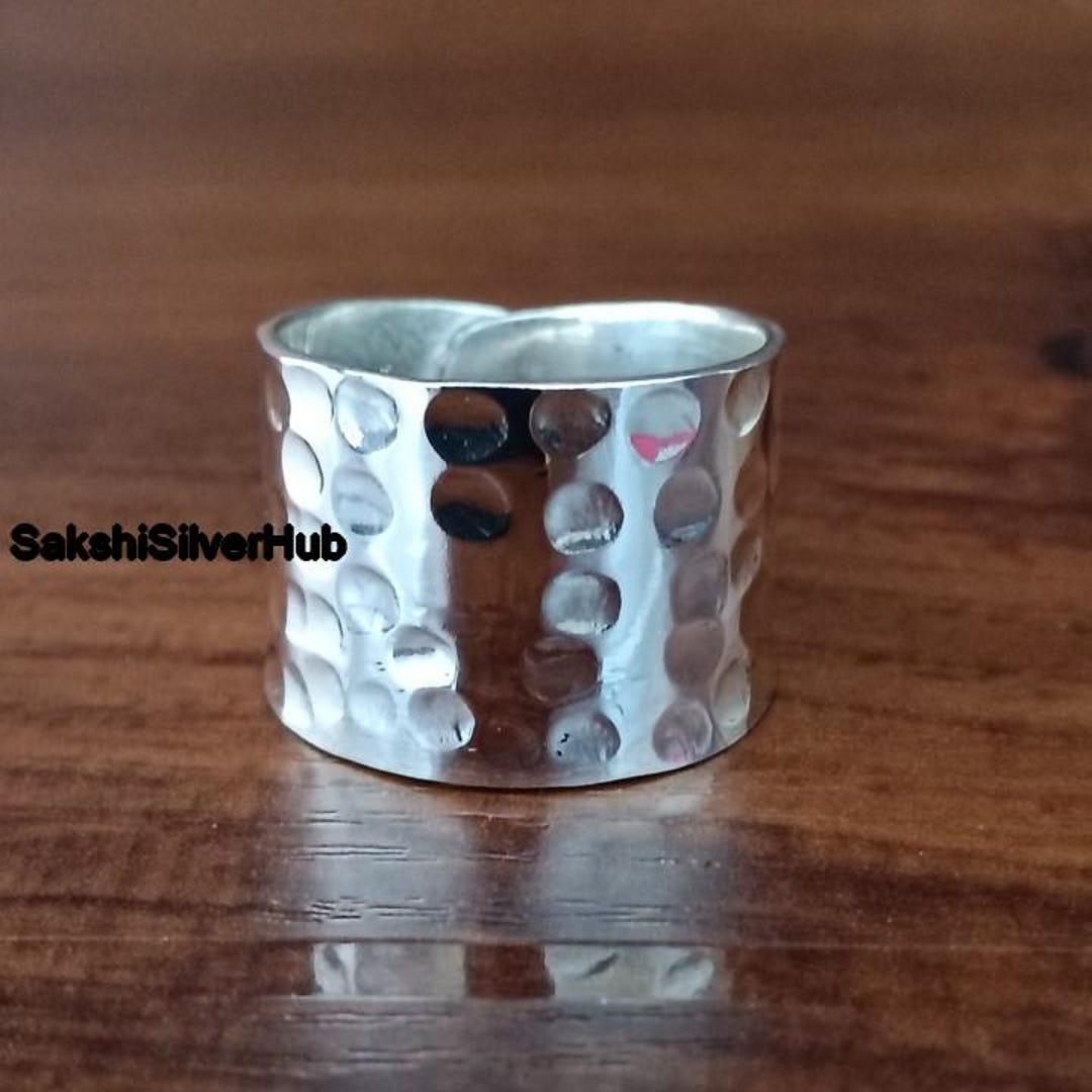 Handmade Hammered Sterling Silver Wide Band Ring, Boho Thumb Ring - Etsy