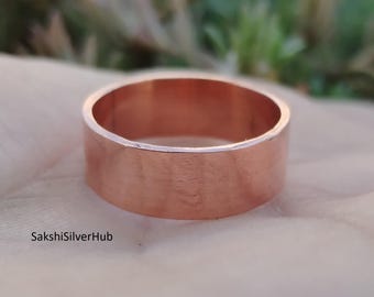 Handmade Copper Band Ring, Polished Minimalist Unisex Thumb Ring