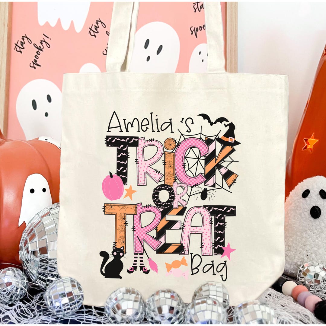 Personalized Trick or Treat Bag, Custom Tote Bags, Halloween Tote Bag ...