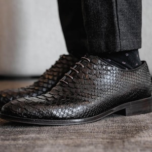 Handmade Python Leather Loafers: Exotic Slip-On Shoes