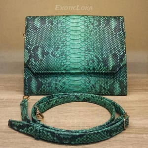Green Python Skin Bag | Handmade Exotic Leather Purse for Women | Snakeskin Handbag | CODE : BA014