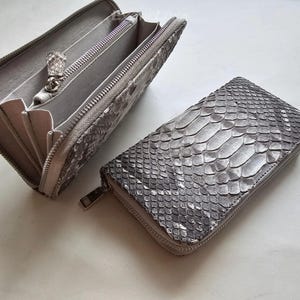 Natural Python Skin Wallet | Handmade Exotic Leather Wallet for Women | Snakeskin Pochette