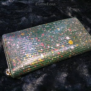 Handmade Grey Lizard Leather Wallet | Exotic Women&#39;s Pochette