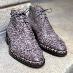 Handmade Python Leather Boots: Exotic Men&#39;s Shoes