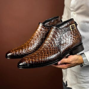 Handmade Python Leather Motorcycle Boots - Exotic Indonesian Footwear