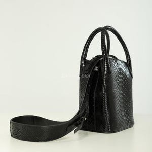 Black Python Handbag | Exotic Handmade Python Leather &quot;Bucky&quot;