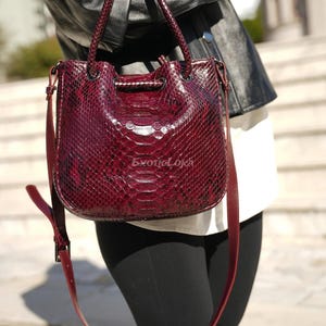 Red Python Shoulderbag | Exotic Handmade Python Leather &quot;Domado&quot; | The Price Includes US Import Tax