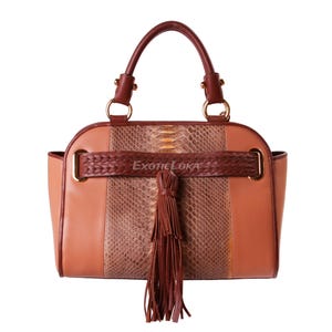 Peach Tea Python Handbag | Exotic Handmade Python Leather &quot;Trapur&quot;