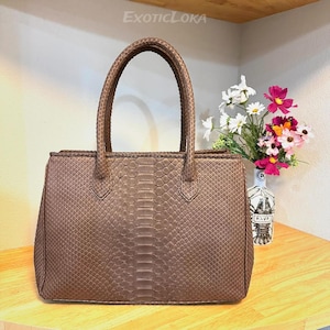 Brown Python Skin Bag: Handmade Exotic Leather Handbag