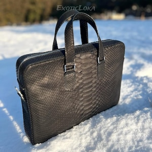 Black Python Skin Bag: Handmade Exotic Leather Handbag