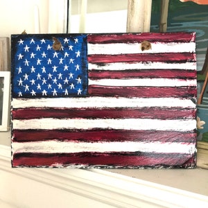 Flag American Slate Patriotic Hand Painted Art Welcome Sign Summer Decor Garden Personalized Gift Spring Decor Door Decor Porch Deck Patio