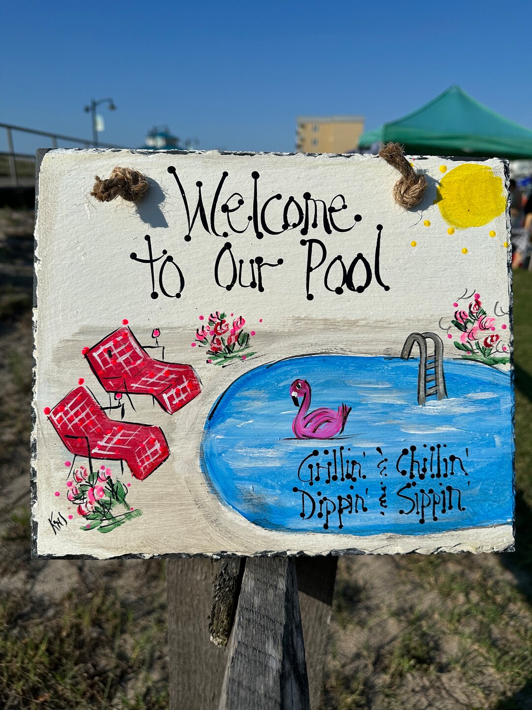 Pool Slate Sign Summer Slate Sign Pool Decor Sign Door Hanger Etsy