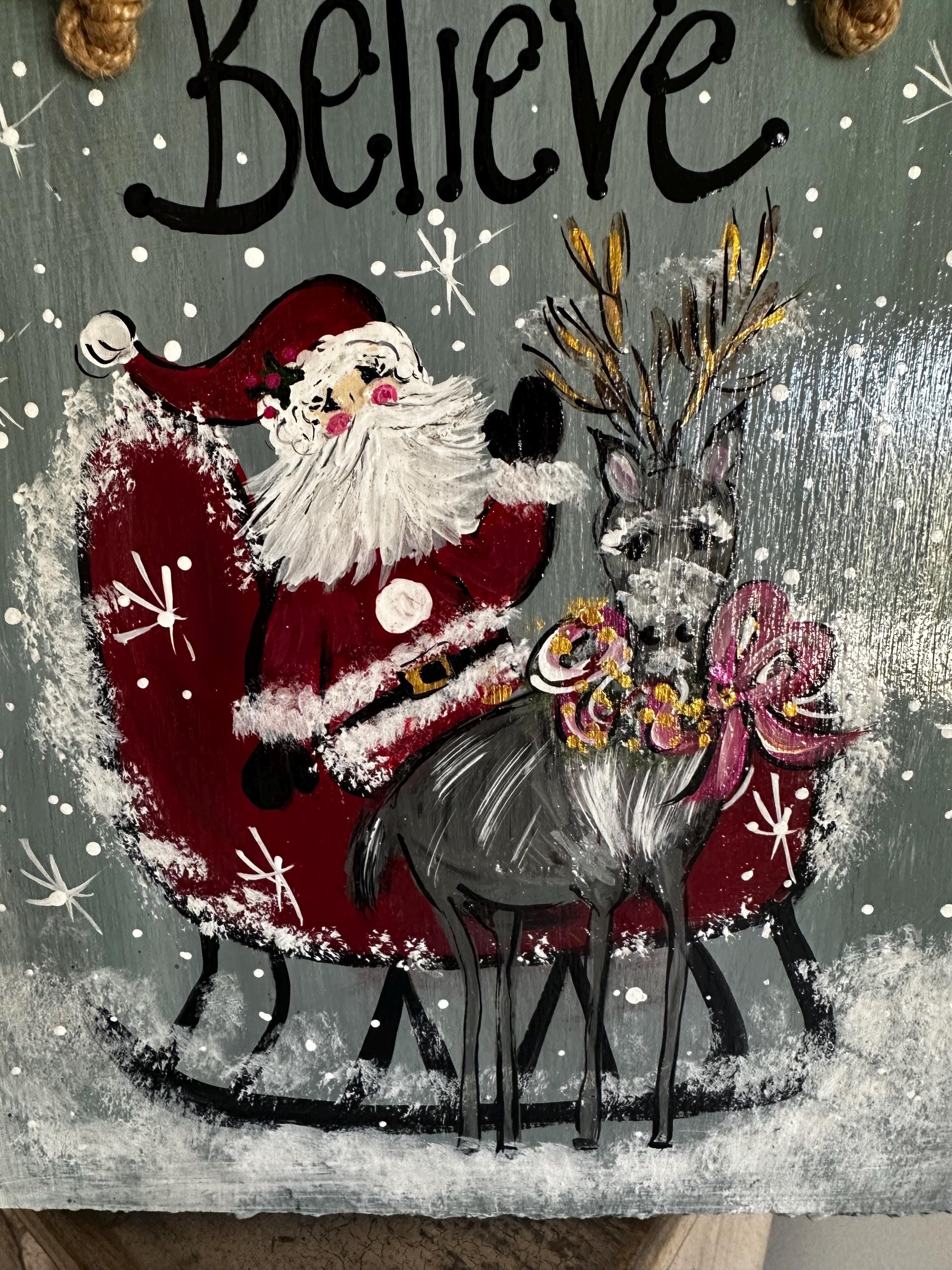 【直筆サイン★レア】SANTAセット Christmas Slate Sign. Winter Slate. Santa Sign. Christmas Art