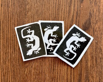 Rectangular Lizard Handmade Linocut Sticker