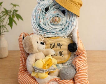 Papa Bear Diaper Cake Diapers Deluxe Gift Ultimate Baby Shower Gift Newborn Essentials Kit
