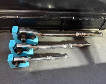 1/4, 3/8, 1/2 Drive Magnetic Ratchet Holder with Size | Toolbox Organiser