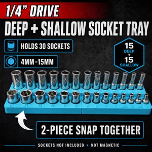 1/4 Deep & Shallow Socket Tray | Drawer Organiser | Toolbox Organiser