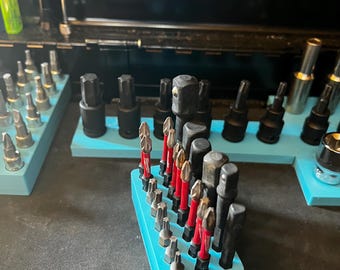 Organizzatore per punte esagonali da 1/4" / Contiene 24 / Porta punte per trapano / Punte per cacciavite / Organizzatore per cassetti / Organizzatore per cassetta degli attrezzi