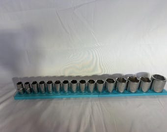Shallow 3/8 Halfords Advanced Magnetic Socket Holder | Holds 16