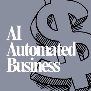 May include: A graphic illustration on a gray background features a large, stylized dollar sign in black with cross-hatching. The text "AI Automated Business" is in white, along with "Sleep Scale AI".