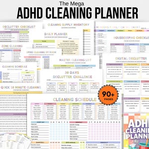 ADHD cleaning planner bundle, Editable Adhd cleaning list, Adhd cleaning schedule, Adhd Chore Charts, Adhd Cleaning Checklists, Canva