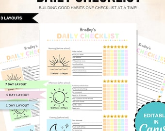 Kids Daily Checklist, Daily Routine Schedule, Responsibility Chart, Kids To Do List, Kids Planner, Kids Checklist, Daily Checklist