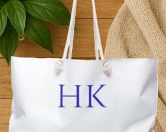 Borsa da weekend con monogramma / Borsa tote in tela grande personalizzata