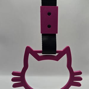 Cat Tsurikawa Car Accessory, Kawaii JDM Interior Handle, Japanese Style Car Charm, Cute Cat Car Accessory, Black White Magenta