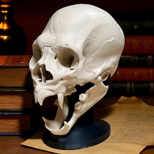 3D Printed Vampire Skull, Gothic Horror Decor, Creepy Halloween Ornament,Dark Spooky Gift, Spooky Halloween Prop, Macabre Vampire Skull 3D