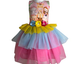 Safari Animals Birthday Tutu Dress – Handmade Party Outfit for Girls