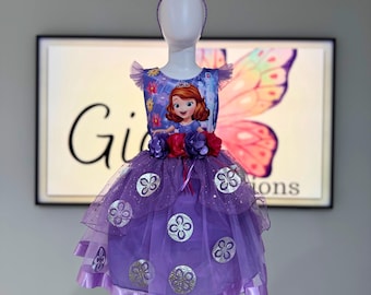 Princess Sofia Inspired Dress – Handmade Purple Tutu Outfit with Tiara