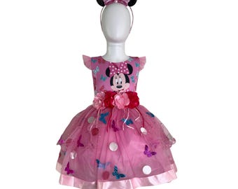 Minnie Mouse Birthday Dress | Pink Tutu Outfit with Headband | Toddler Party Dress