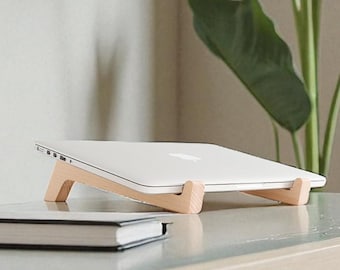 Riser pour ordinateur portable en bois - Support de bureau ergonomique, support pour ordinateur portable en bois massif, contremarche en bois en bois