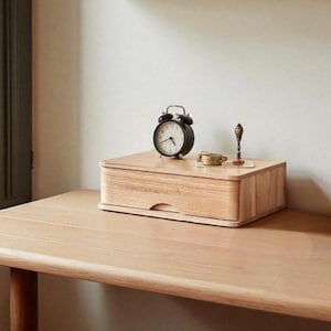 Wooden Desktop Organizer with Drawers – Office Storage Box for Stationery, File Holder & Supplies | Rustic Work from Home Desk Decor