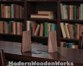 Porta libri in legno di noce, fermalibri in legno massello per libri pesanti