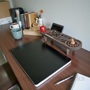 Organizador de escritorio de madera personalizado: Bandeja de almacenamiento de oficina de boj