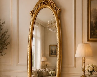 Gold Baroque Full Length Mirror | 23.6" x 66.9" |60x170cm  Ornate Gold Frame Wall Mirror | Luxury Statement Decor