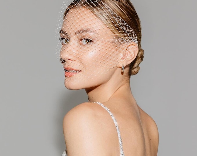 Birdcage Veil Short Bridal Face Veil Courthouse Wedding Guest Veil Civil Ceremony Veil Night Out