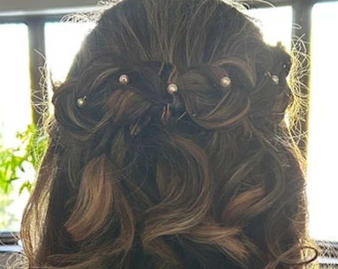 Bridal Hair Pins Pearl Round Hair Pins 10x Bridesmaids Pearl Hair Pins Bridal Party Hair Pins Flower Girl