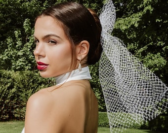 Hen Party Bow Veil Birdcage Veil Bridal Tea Veil with Bow Bachelorette Hair Piece Wedding Rehearsal Hair Bow Bridal Shower Gift for Bride