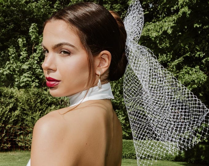 Hen Party Bow Veil Birdcage Veil Bridal Tea Veil with Bow Bachelorette Hair Piece Wedding Rehearsal Hair Bow Bridal Shower Gift for Bride