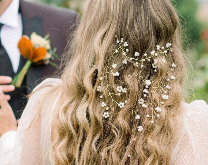 Pearl Hair Vine Wedding Pearl Hair Chain Long Pearl Hair Accessories Bridal Hair Vine Bridesmaid Hair Piece