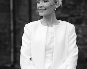 Wedding Headband Veil: Town Hall Wedding Headpiece Veiled Bridal Fascinator for Civil Ceremony